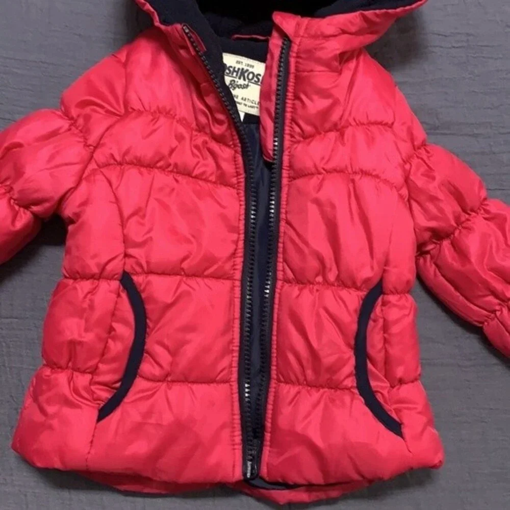 OshKosh 12 mo bubble Pink Baby girl jacket.